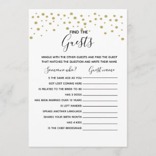 Find the guest game wedding shower game invitation