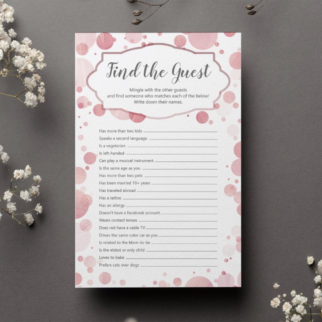 Find the guest | Glam Polka Dots Baby Shower Game (Creator Uploaded)