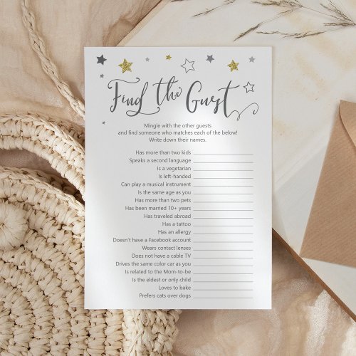 Find the guest Gray Gold White Baby Shower Game