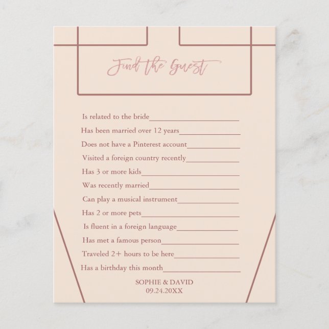 Find The Guest I Spy Ivory Peach Wedding Game Flyer (Front)