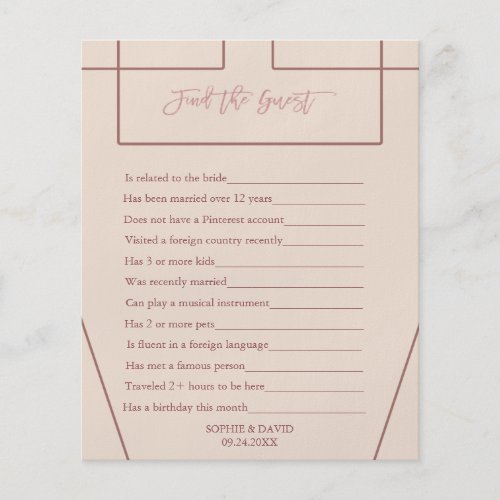 Find The Guest I Spy Ivory Peach Wedding Game Flyer