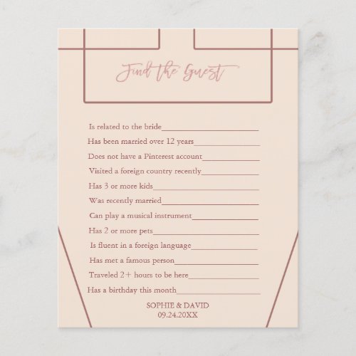 Find The Guest I Spy Ivory Peach Wedding Game Flyer