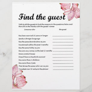 FIND THE GUEST PARTY GAME LETTERHEAD