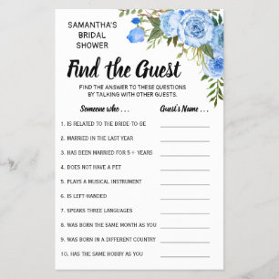 Find the guest shower english spanish game card flyer