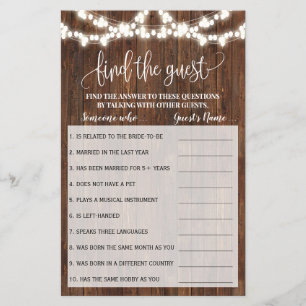 Find the Guest Western Bridal Shower Game Card Flyer