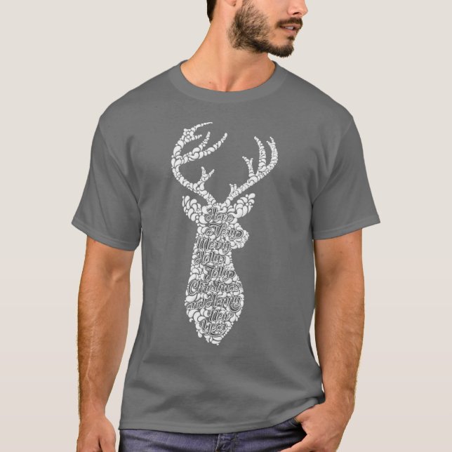 Find the Hidden Message, Merry Christmas Deer T-Shirt (Front)