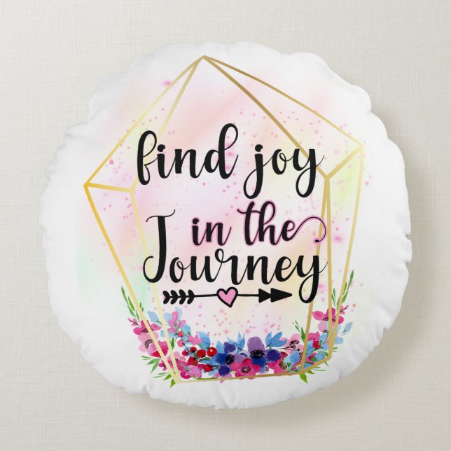 Find The Joy In The Journey Round Pillow (Front)