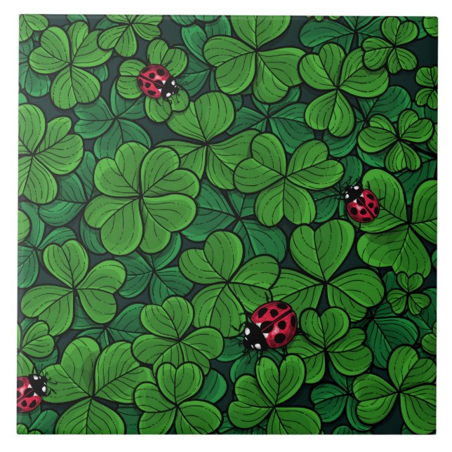 Find the lucky clover ceramic tile (Front)