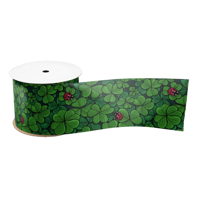 Find the lucky clover satin ribbon (Spool)
