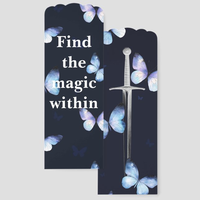 Find the magic within fantasy galaxy butterfly bookmarks (Front & Back)