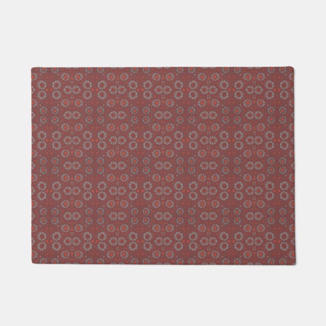 Find the Rabbit, rustic pattern, gray & terracotta Doormat (Front)