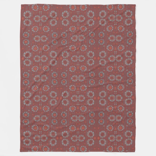 Find the Rabbit, rustic pattern, gray & terracotta Fleece Blanket (Front)