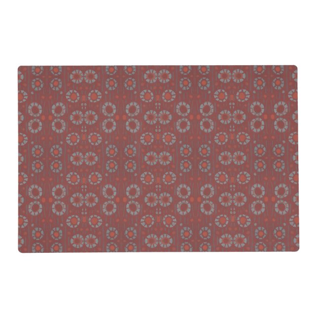 Find the Rabbit, rustic pattern, gray & terracotta Placemat (Back)