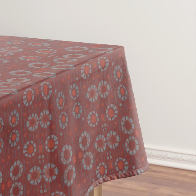 Find the Rabbit, rustic pattern, gray & terracotta Tablecloth (In Situ)