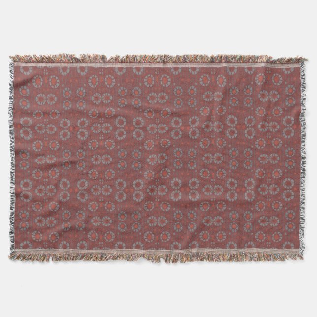 Find the Rabbit, rustic pattern, gray & terracotta Throw Blanket (Front)