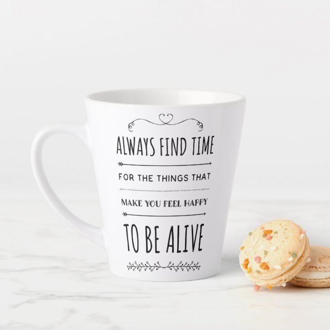 Find Things To Make You Happy Inspiring Quote Latte Mug (In Situ)