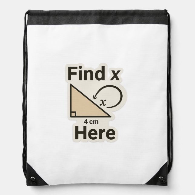 Find X Math Joke Sticker – Funny Geometry Pun  Drawstring Bag (Front)