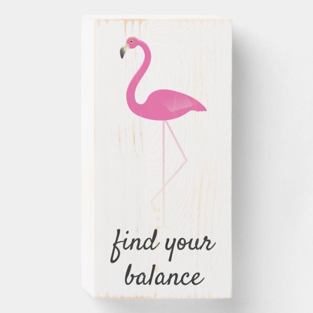 Find Your Balance Flamingo Wooden Box Sign (Front Vertical)