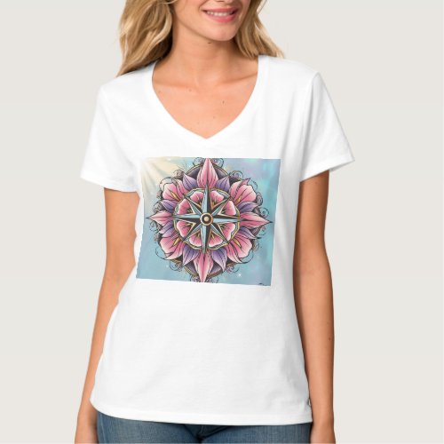 Find Your Bliss Rose Compass T_Shirt Design