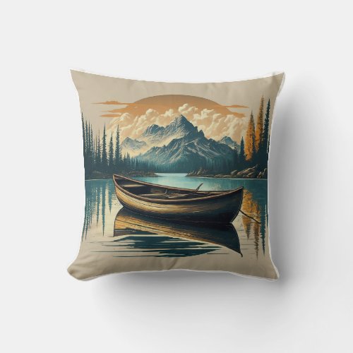 Find Your Calm _ Rowboat Lake Tee Throw Pillow