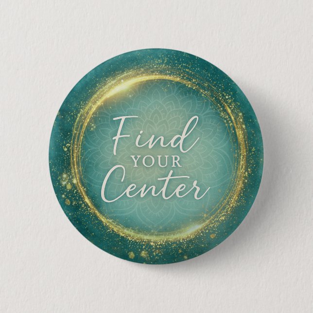 Find Your Center Mandala Watercolor Spiritual Button (Front)