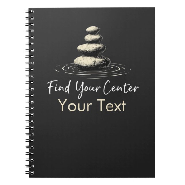 Find Your Center Minimalist Zen Stones Notebook (Front)