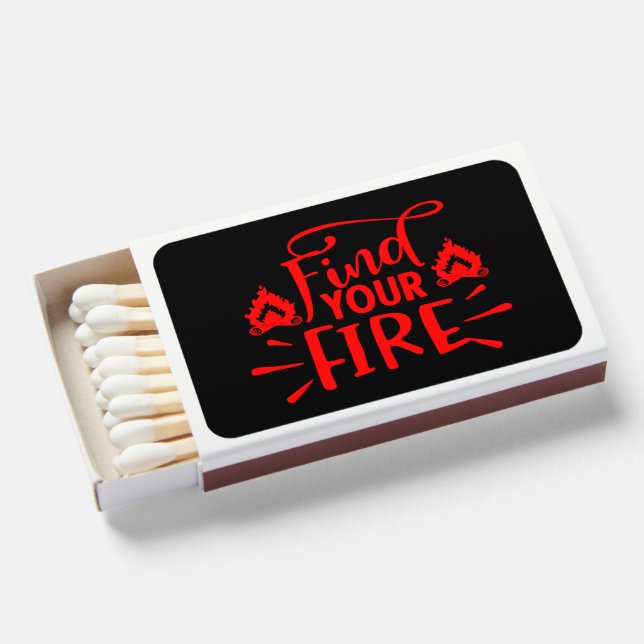 Find Your Fire Red on Black Matchboxes (Front Open)