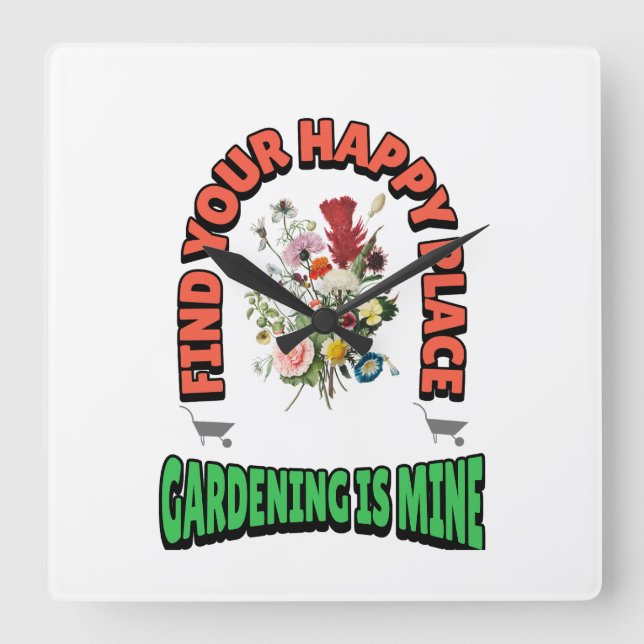 "Find Your Happy Place..." Square Wall Clock (Front)