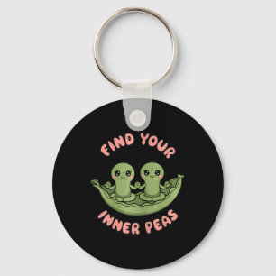 Find Your Inner Peas Kawaii Zen Pods Yoga Design  Keychain