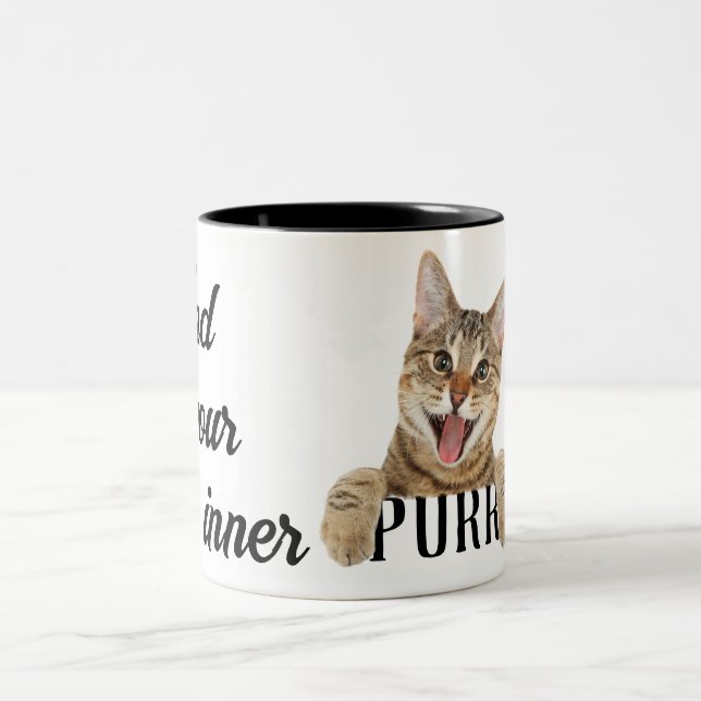 Find Your Inner Purr Cat Quote Two-Tone Coffee Mug (Center)