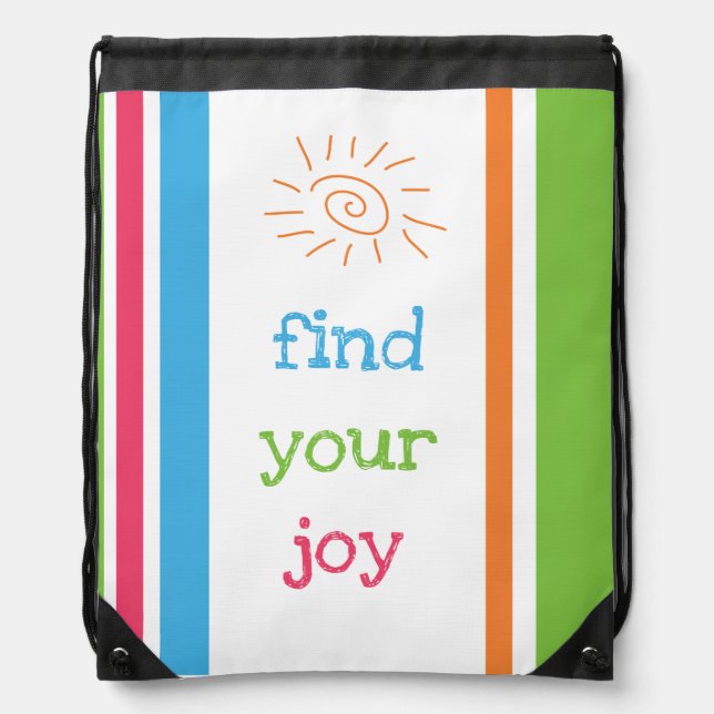 Find Your Joy Sun & Stripes Drawstring Bag (Front)