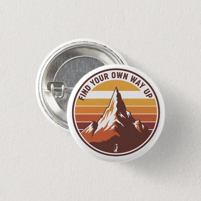Find Your Own Way UP– Inspirational Penguin Design Button (Front & Back)