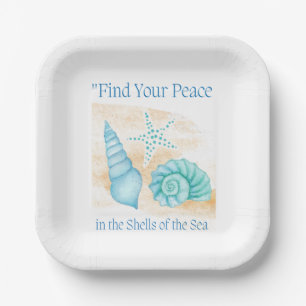 Find your peace in the shells of the sea. paper plates