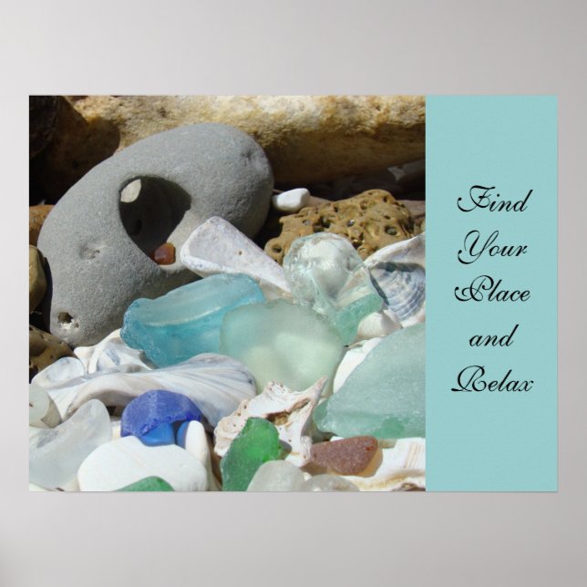 Find Your Place Relax Art Prints Seaglass Beach (Front)