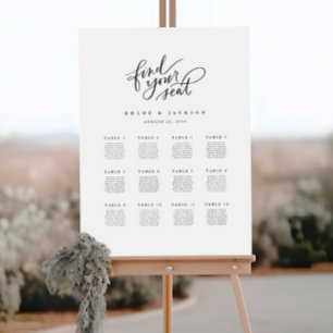 Find Your Seat 12 Table Chart Minimal Wedding Sign