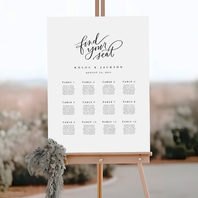 Find Your Seat 12 Table Chart Minimal Wedding Sign (Creator Uploaded)