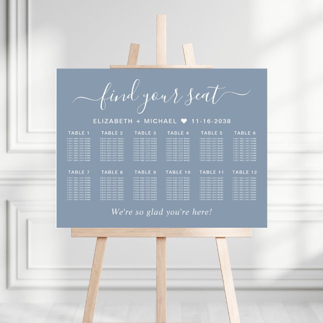 Find Your Seat 12 Table Wedding Seating Chart Foam Board (Creator Uploaded)