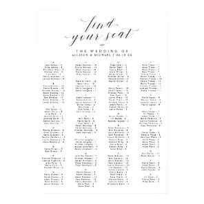 Find Your Seat Alphabetical Wedding Seating Chart