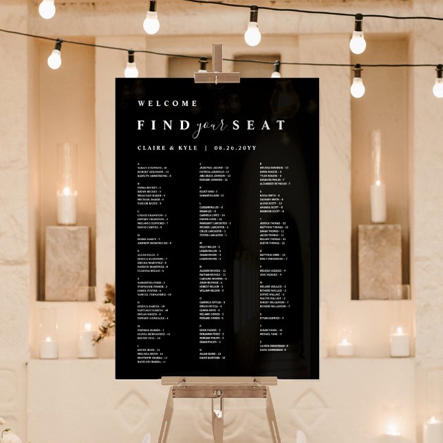 Find Your Seat Black Alphabetical Seating Acrylic Sign (Creator Uploaded)