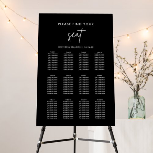 Find Your Seat Black Wedding Seating Chart Foam Board