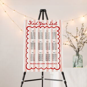Find Your Seat Chart Sign Red Doodle Frame