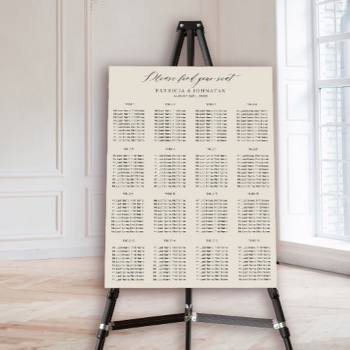 Find your seat chic ivory wedding seating chart foam board