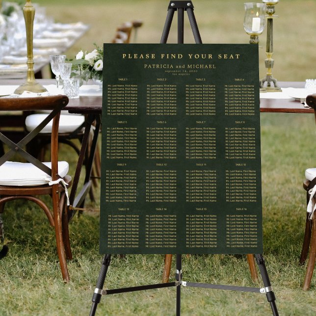 Find your seat gold green wedding seating chart foam board (Creator Uploaded)