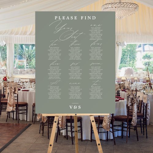 Find Your Seat Green Sage Wedding Seating Chart Foam Board