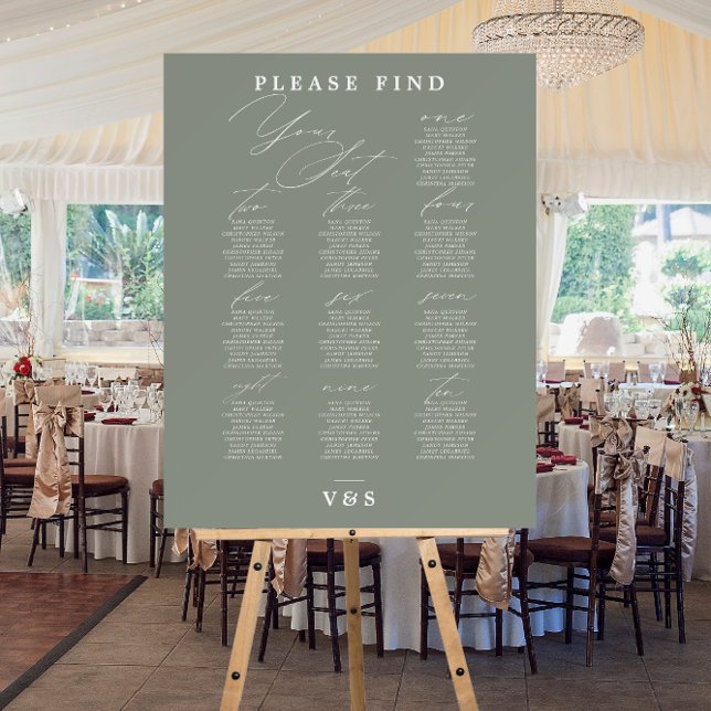 Find Your Seat Green Sage Wedding Seating Chart Foam Board (Creator Uploaded)