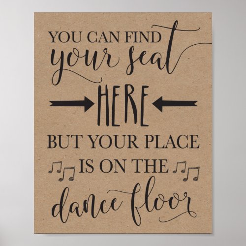 Find Your Seat Here Wedding Poster Sign 8x10