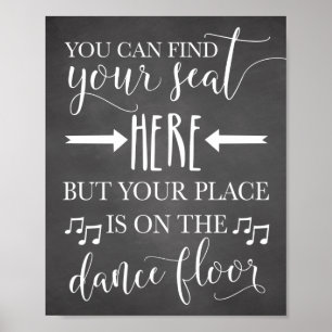 Find Your Seat Here Wedding Poster Sign Card 8x10