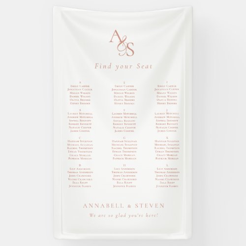 Find Your Seat! Monogram White Wedding Banner