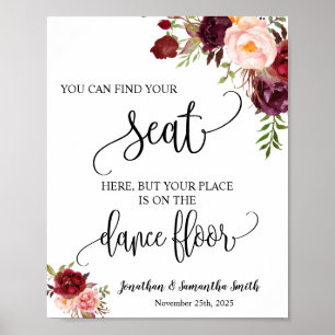 Find your seat sign wedding reception marsala
