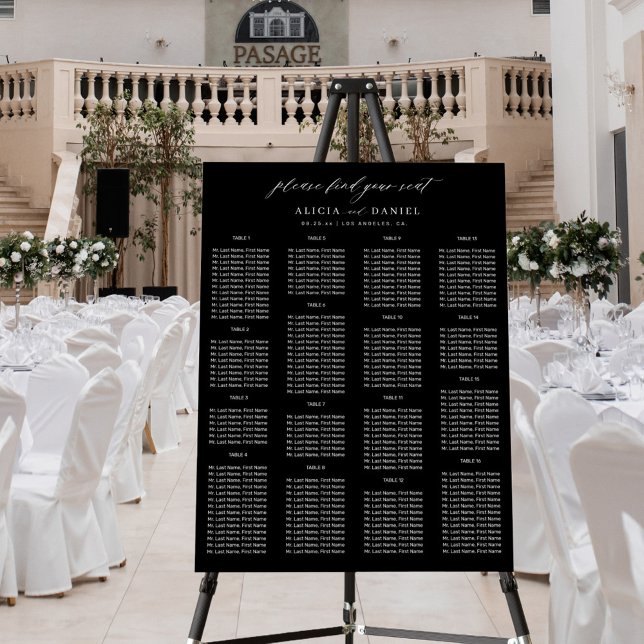 Find your seat simple black wedding seating chart foam board (Creator Uploaded)